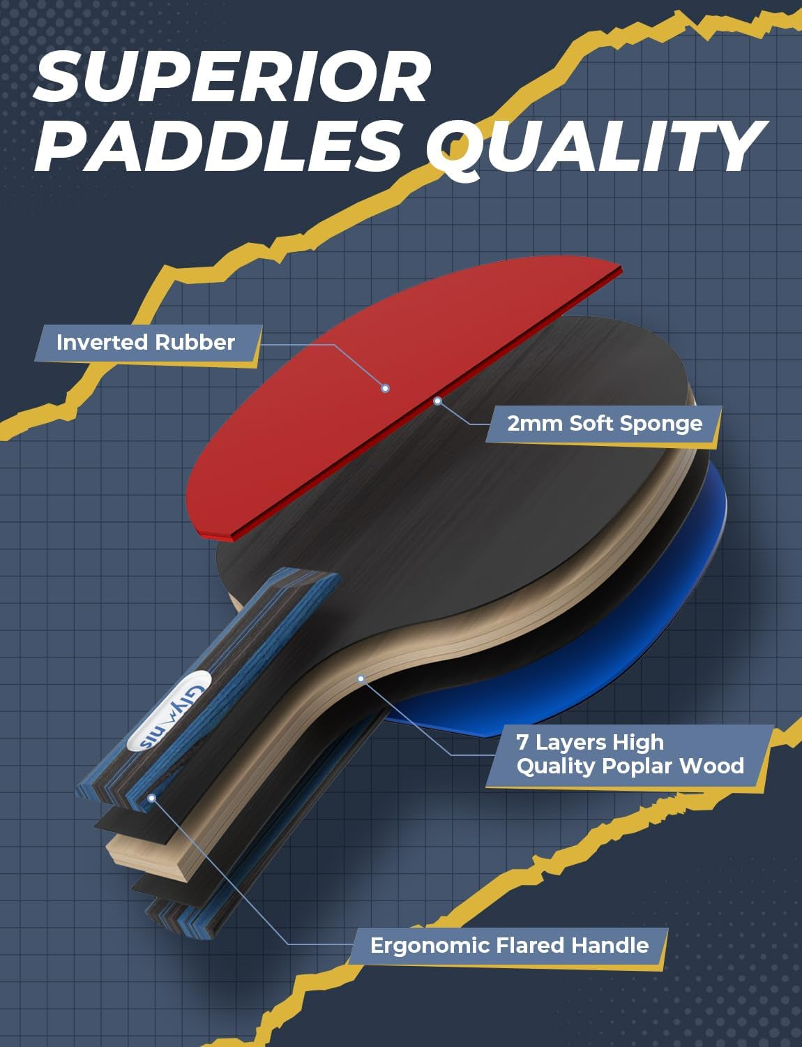 Ping Pong Paddles Set Table Tennis Rackets with Balls and Storage Case, 2/4 Premium Ping Pong Rackets for Indoor Outdoor