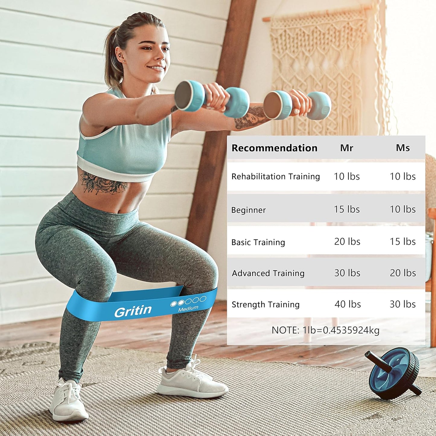 Professional Resistance Bands Set of 5 - Skin-Friendly Fitness Loop Bands with Varying Strength Levels and Travel Case - Perfect for Home, Gym, Yoga, and Training