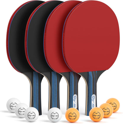 Ping Pong Paddles Set Table Tennis Rackets with Balls and Storage Case, 2/4 Premium Ping Pong Rackets for Indoor Outdoor